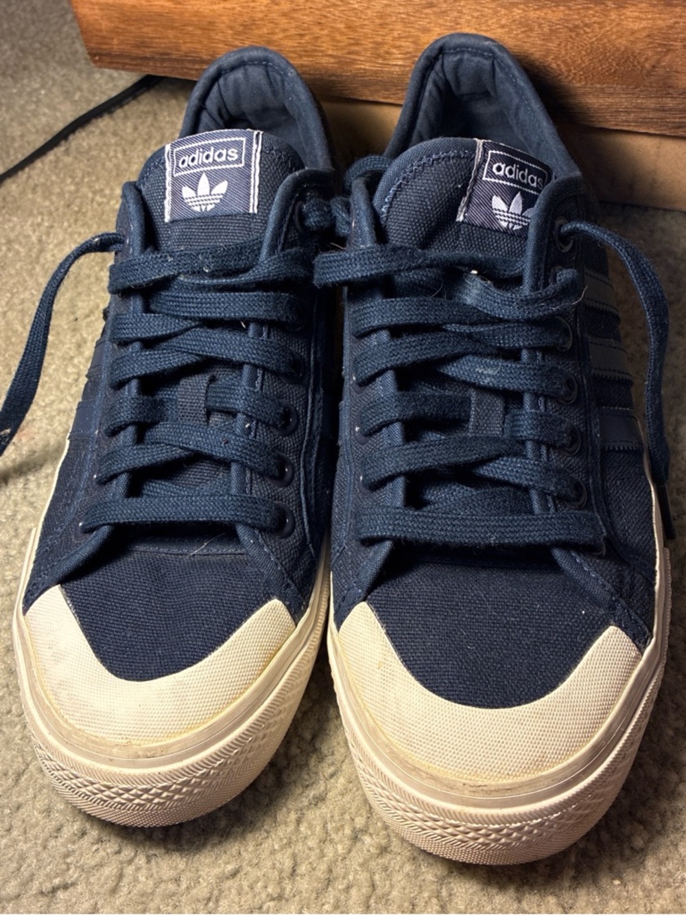 adidas Navy and White Canvas Athletic Sneakers